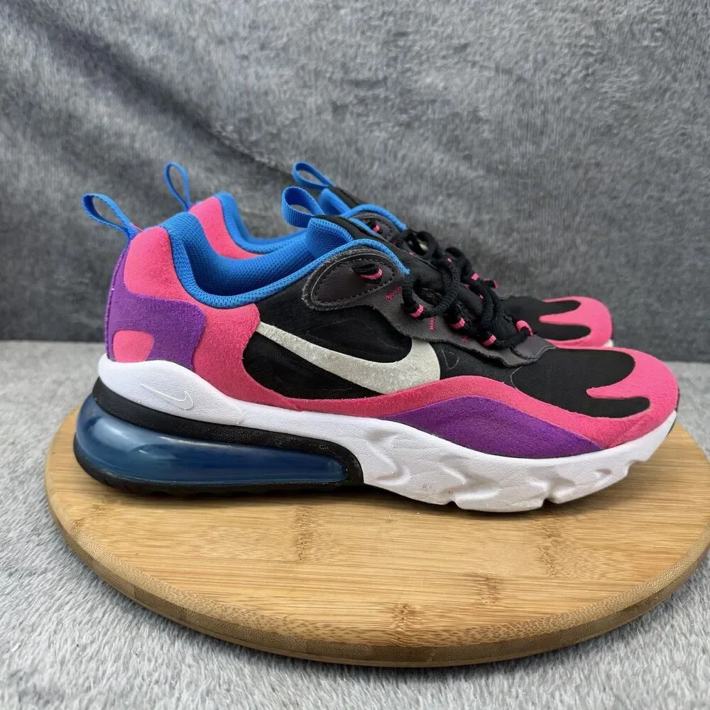 Nike Air Max 270 React Shoes Boys Size 7Y Pink Black Running Sneakers BQ0101-001